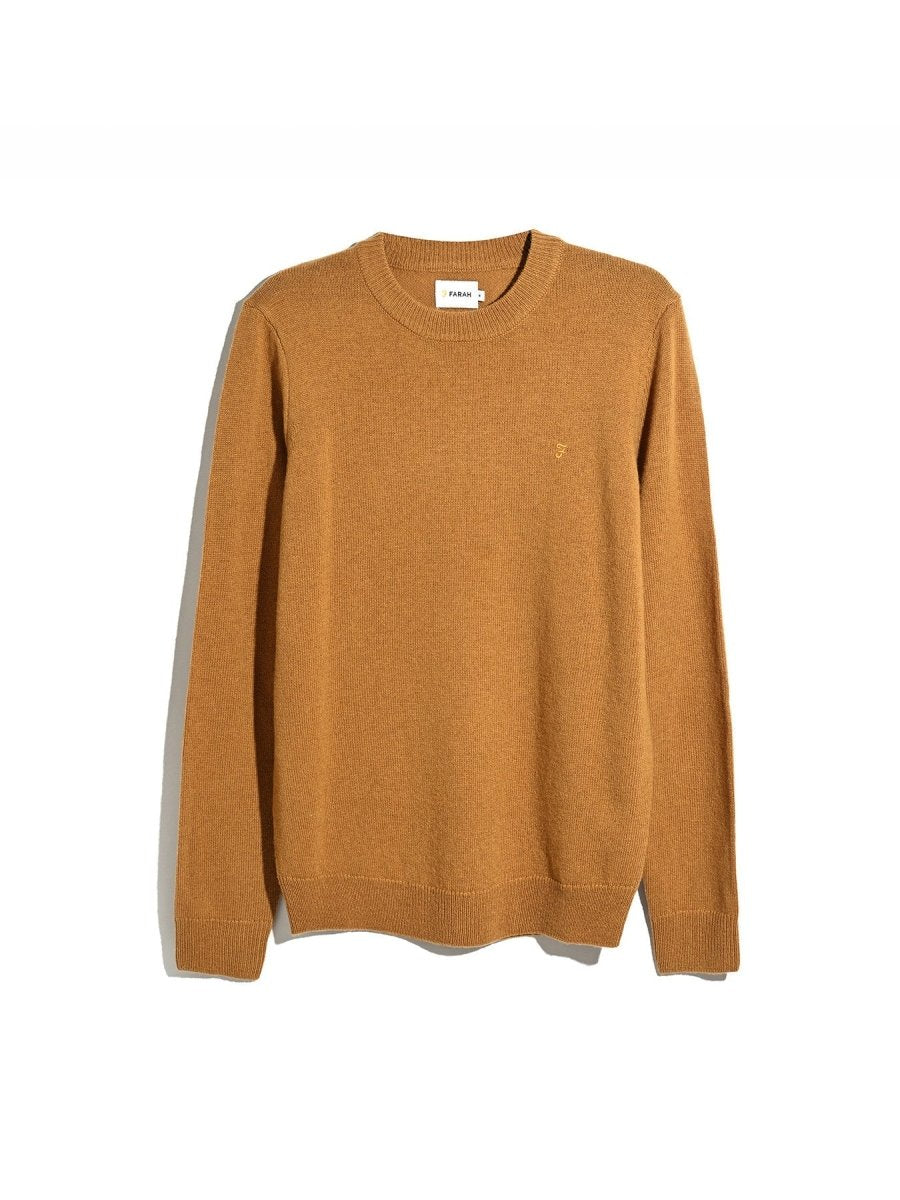 Maidstone Lambswool Sweater In Rust Yellow - RUTHERFORD & Co