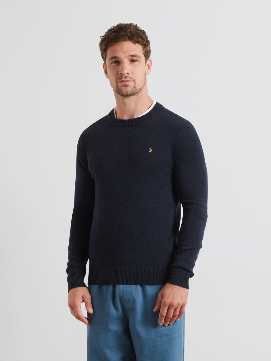Maidstone Lambswool Sweater In True Navy - RUTHERFORD & Co