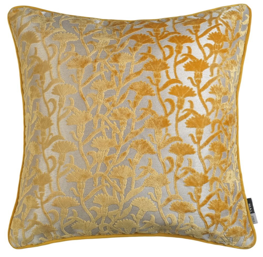 Malini Large Cassia Mustard Cushion - RUTHERFORD & Co