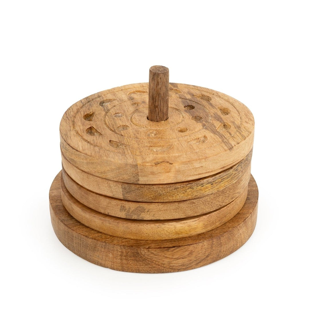 Mango Wood Coasters on Stand - Set of 4 - RUTHERFORD & Co