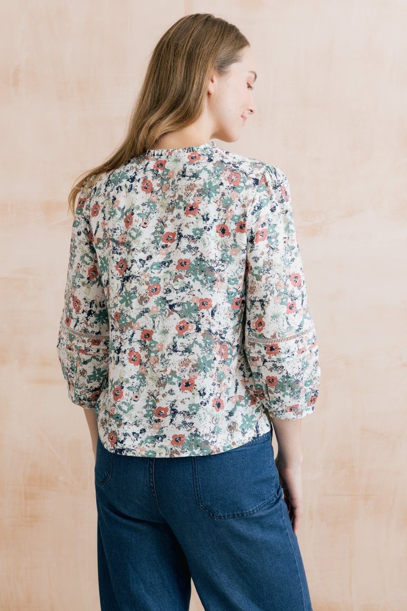 Marie Printed Pintuck Blouse - RUTHERFORD & Co