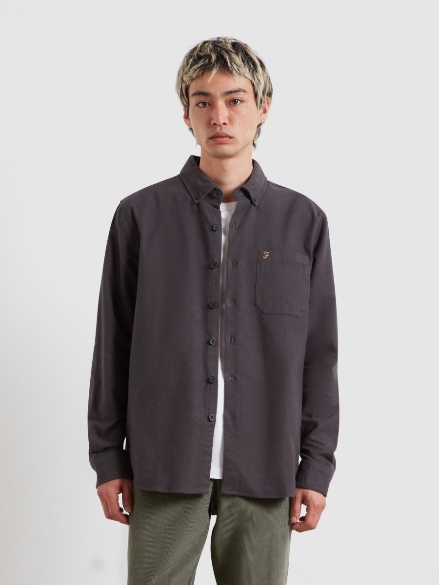 Marvin Flannel Shirt In Washed Black - RUTHERFORD & Co