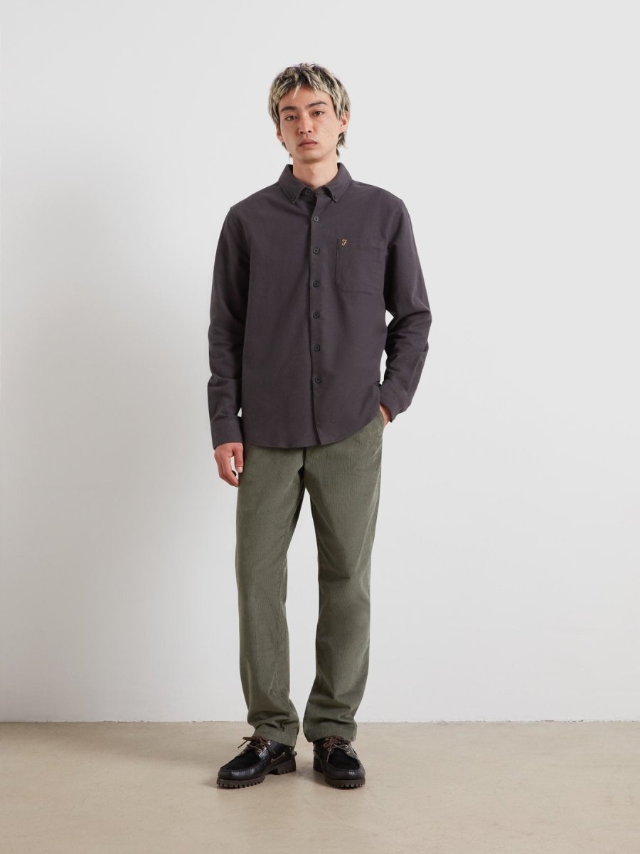 Marvin Flannel Shirt In Washed Black - RUTHERFORD & Co