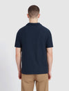 Massey Textured Stripe Polo Shirt In True Navy - RUTHERFORD & Co