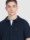 Massey Textured Stripe Polo Shirt In True Navy - RUTHERFORD & Co