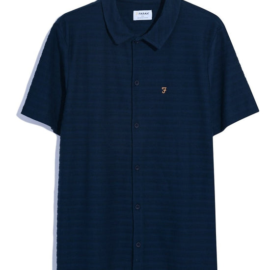 Massey Textured Stripe Polo Shirt In True Navy - RUTHERFORD & Co