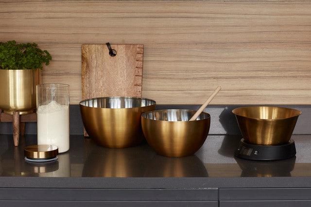 MasterClass Stainless Steel Brass Finish 24cm Mixing Bowl - RUTHERFORD & Co