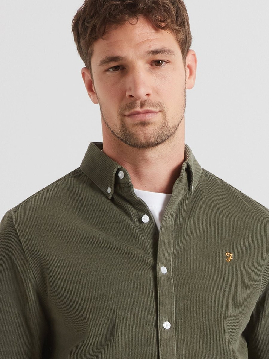 Maverick Regular Fit Cord Shirt In Rosemary - RUTHERFORD & Co