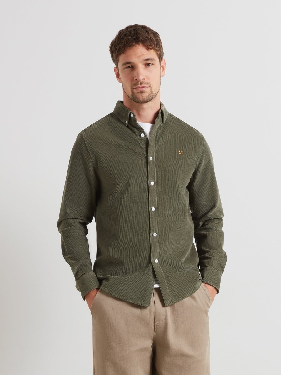 Maverick Regular Fit Cord Shirt In Rosemary - RUTHERFORD & Co