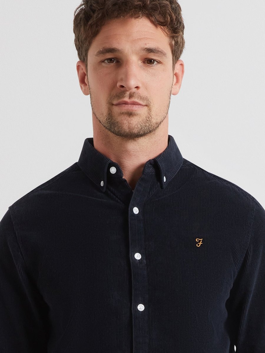 Maverick Regular Fit Cord Shirt In True Navy - RUTHERFORD & Co