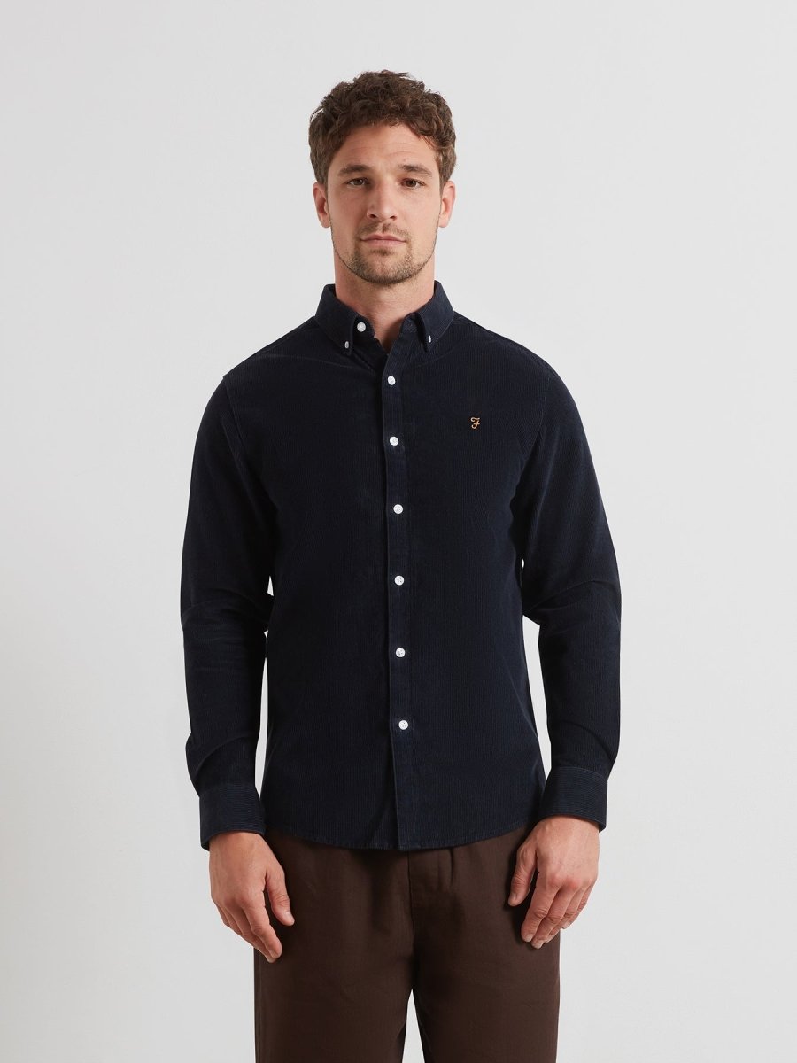 Maverick Regular Fit Cord Shirt In True Navy - RUTHERFORD & Co