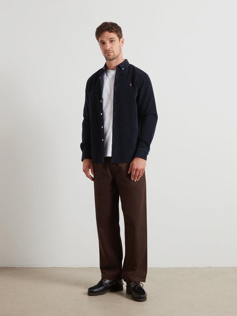 Maverick Regular Fit Cord Shirt In True Navy - RUTHERFORD & Co