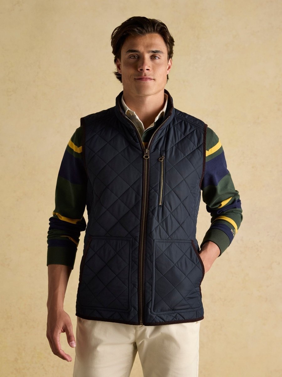 Maynard Navy Diamond Quilted Gilet - RUTHERFORD & Co