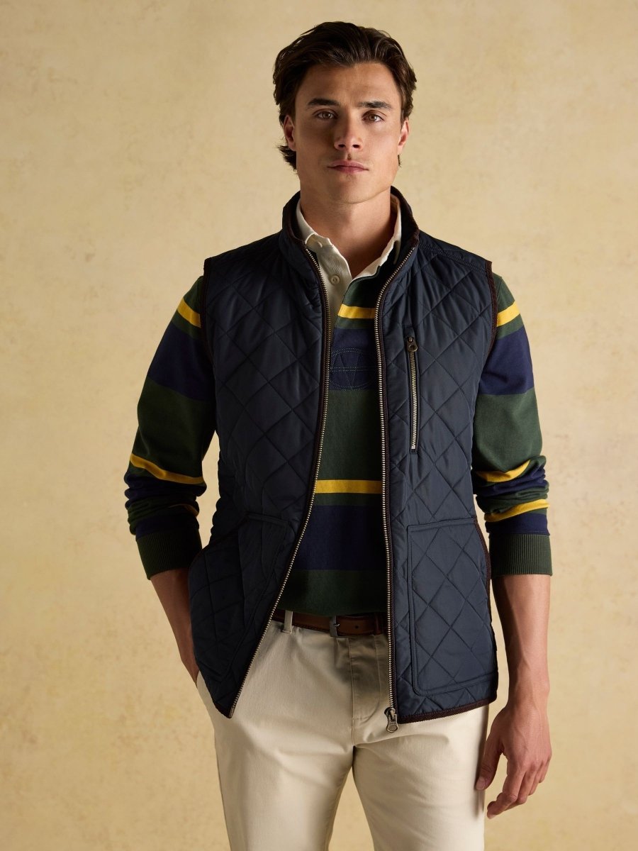 Maynard Navy Diamond Quilted Gilet - RUTHERFORD & Co