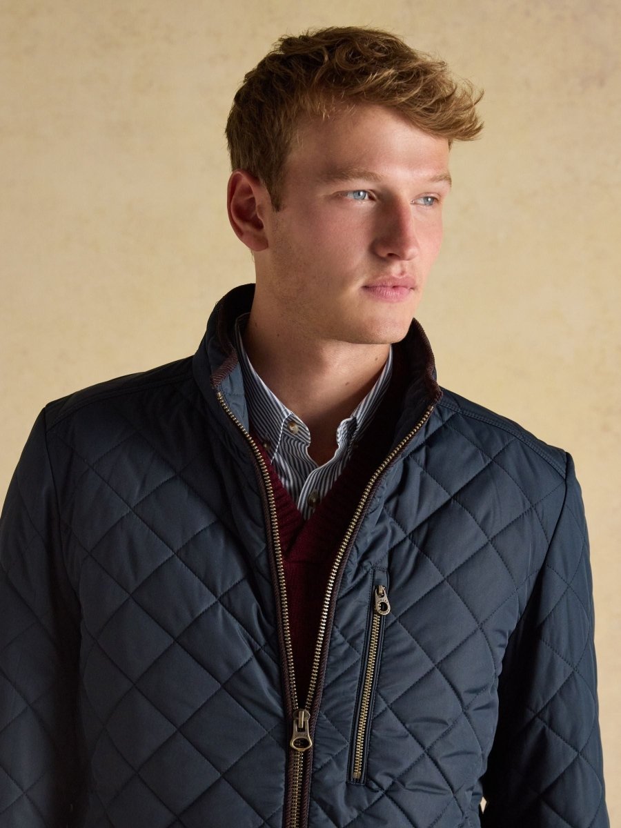 Maynard Navy Diamond Quilted Jacket - RUTHERFORD & Co