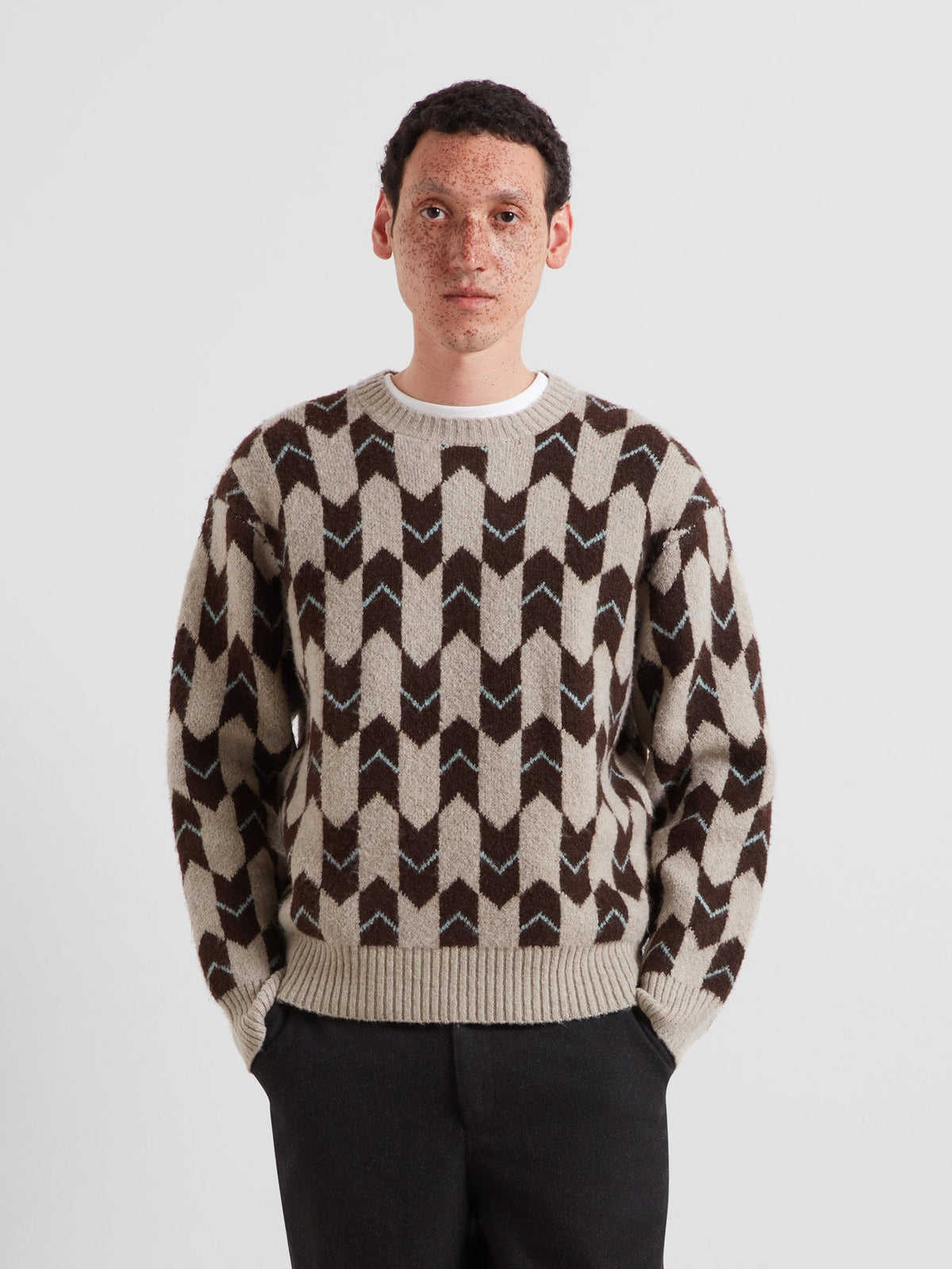 Milt Fairisle Sweater In Dark Brown