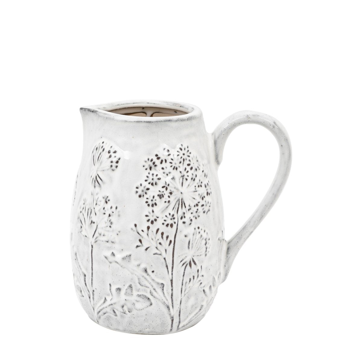 Meadow Embossed Ceramic Jug Stone - RUTHERFORD & Co