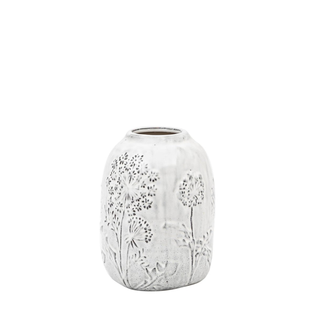 Meadow Embossed Ceramic Vase Stone - 19.5cm - RUTHERFORD & Co