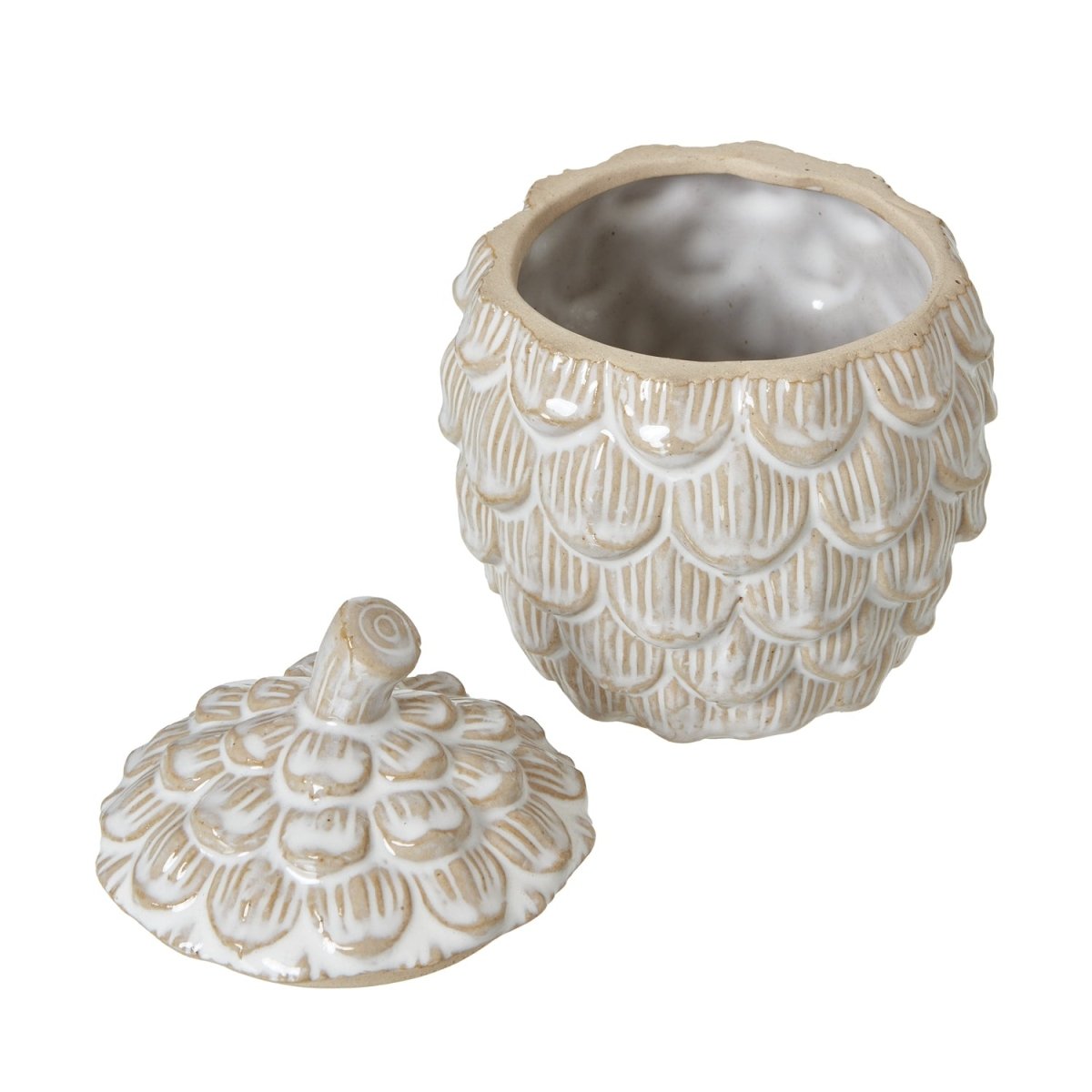 Medium Ceramic Pine Cone Trinket Dish With Lid - RUTHERFORD & Co