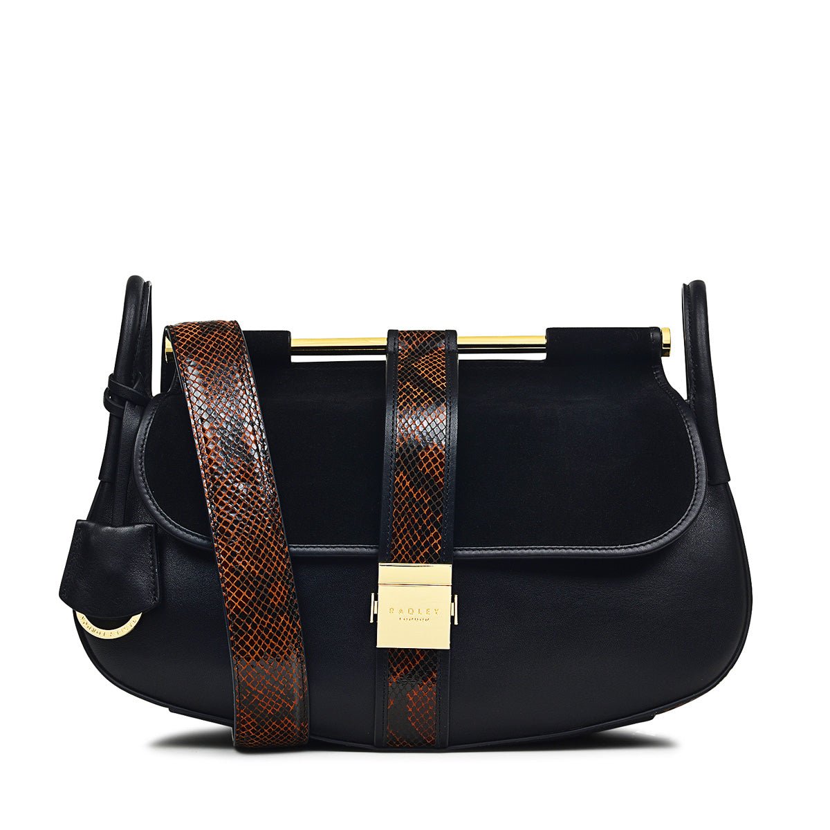 Medium Flapover Shoulder Black - RUTHERFORD & Co