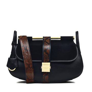 Medium Flapover Shoulder Black - RUTHERFORD & Co