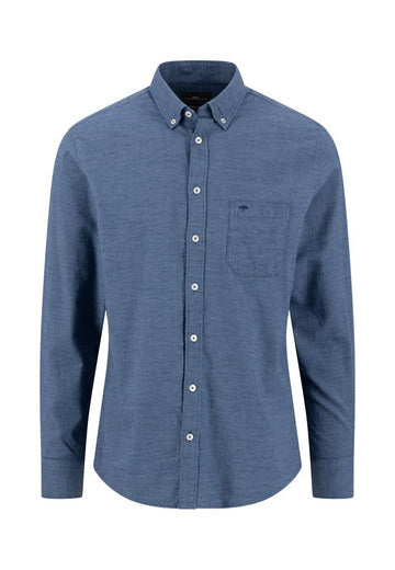 Melange Pepita Button-Down Shirt - Air Blue - RUTHERFORD & Co