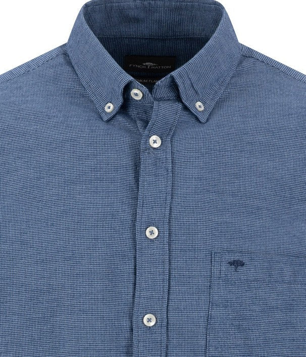 Melange Pepita Button-Down Shirt - Air Blue - RUTHERFORD & Co