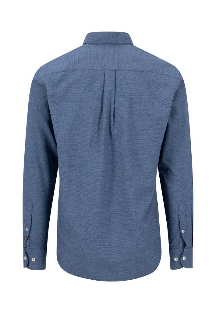 Melange Pepita Button-Down Shirt - Air Blue - RUTHERFORD & Co
