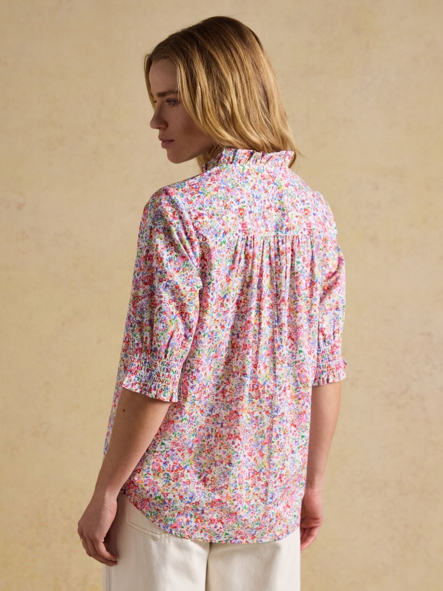 Melanie Multi Short Sleeve Ruffle Blouse - RUTHERFORD & Co