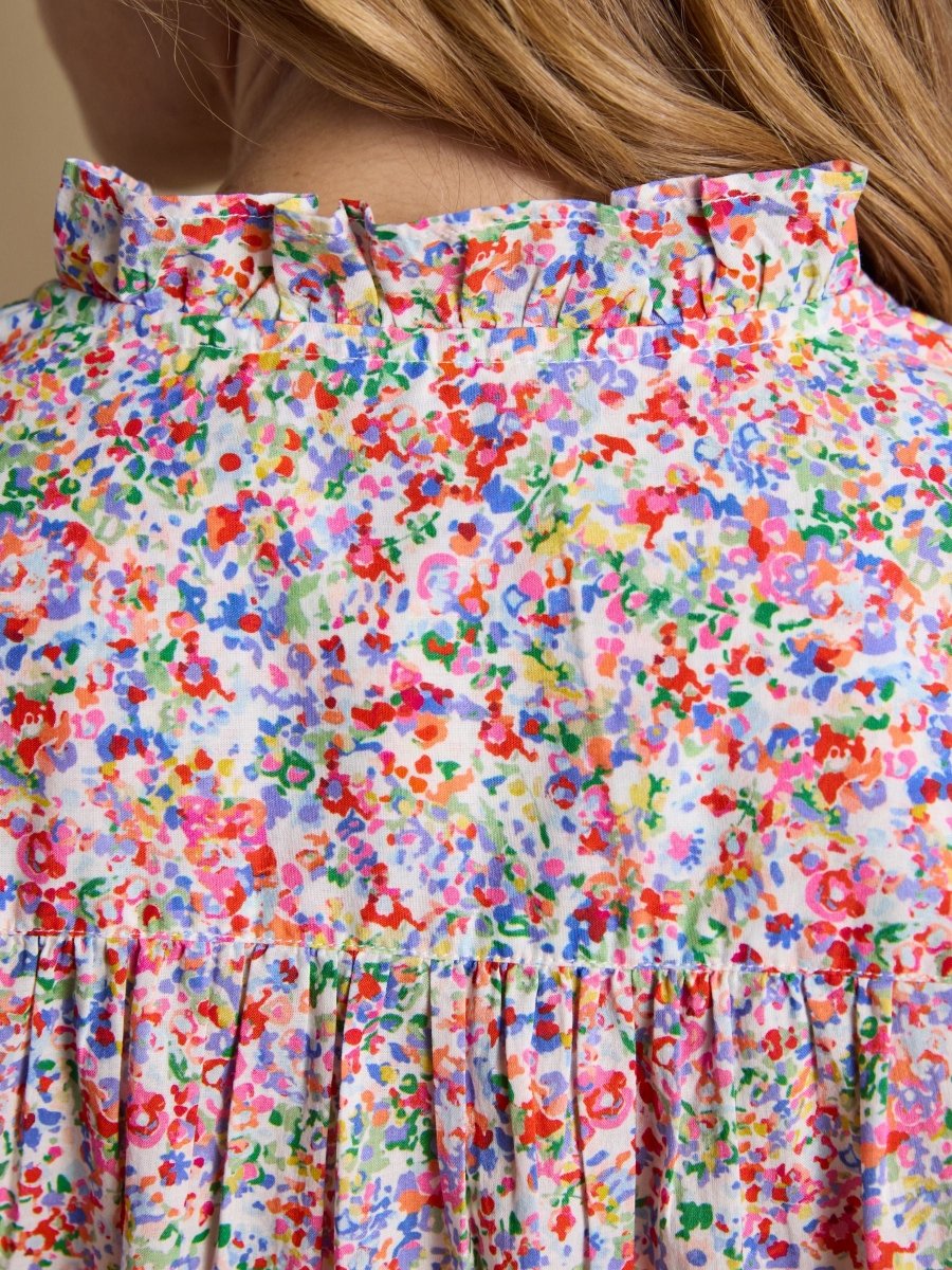 Melanie Multi Short Sleeve Ruffle Blouse - RUTHERFORD & Co