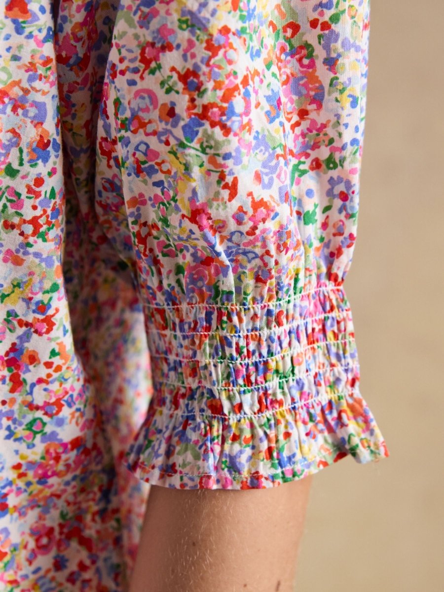 Melanie Multi Short Sleeve Ruffle Blouse - RUTHERFORD & Co