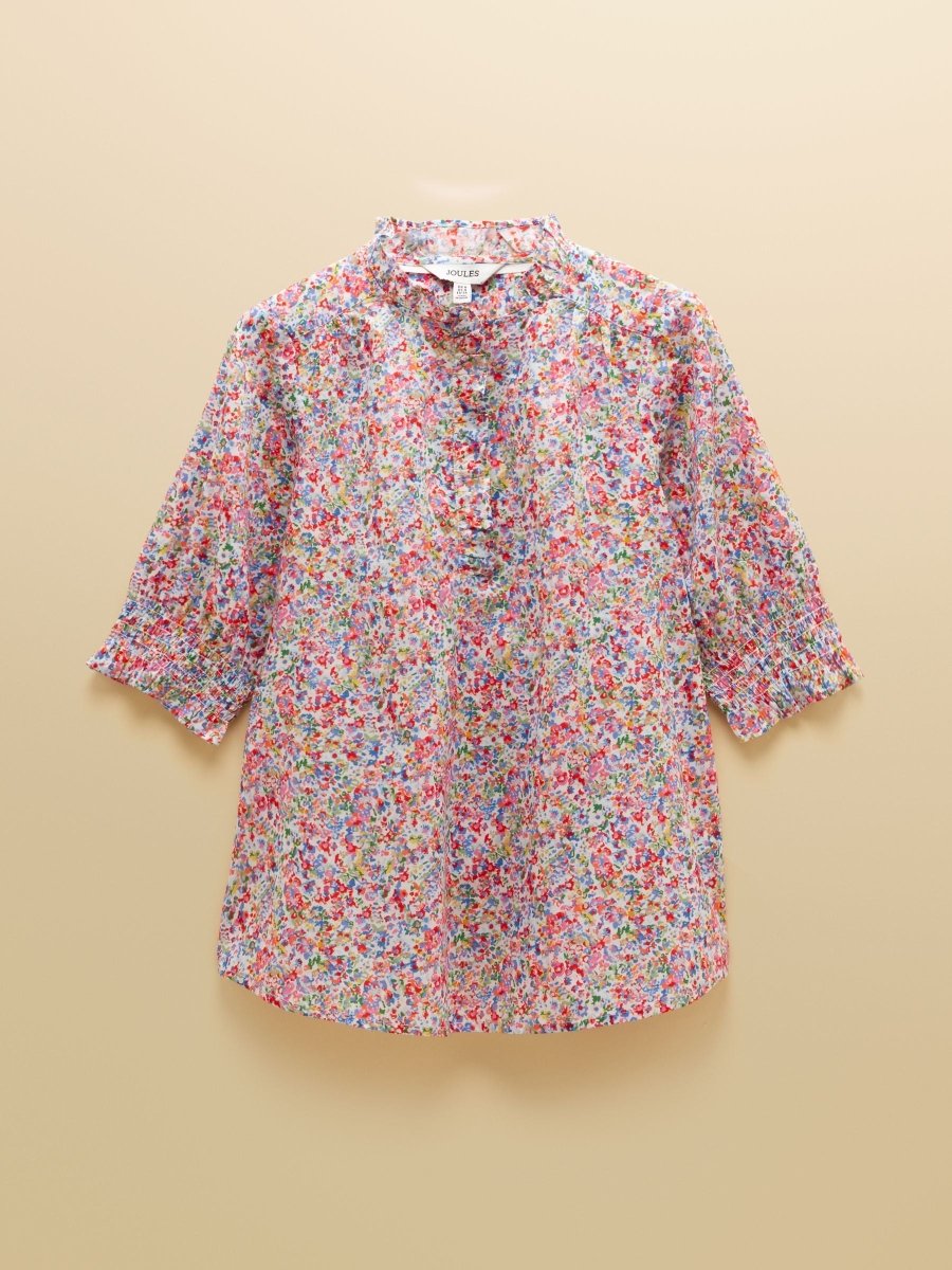 Melanie Multi Short Sleeve Ruffle Blouse - RUTHERFORD & Co