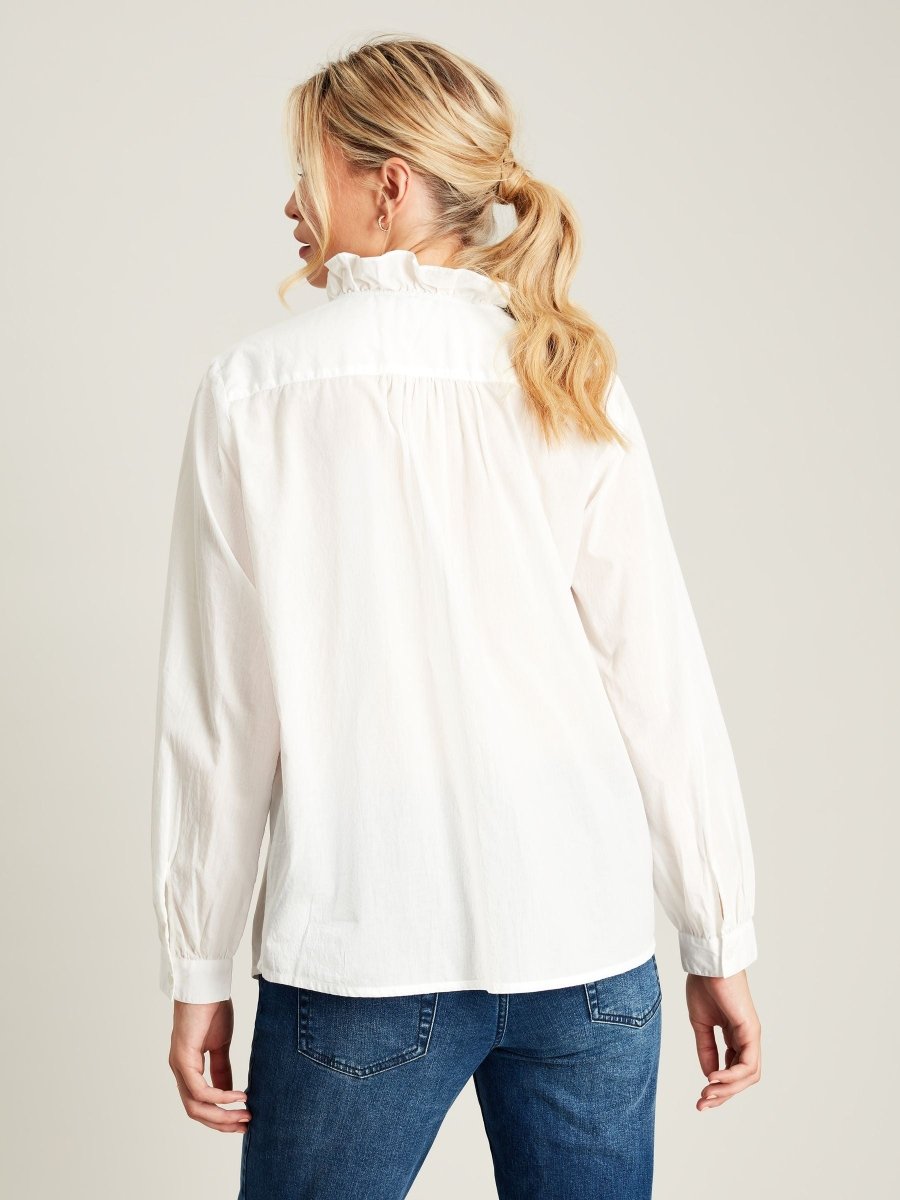 Melanie White Cotton Ruffle Blouse - RUTHERFORD & Co