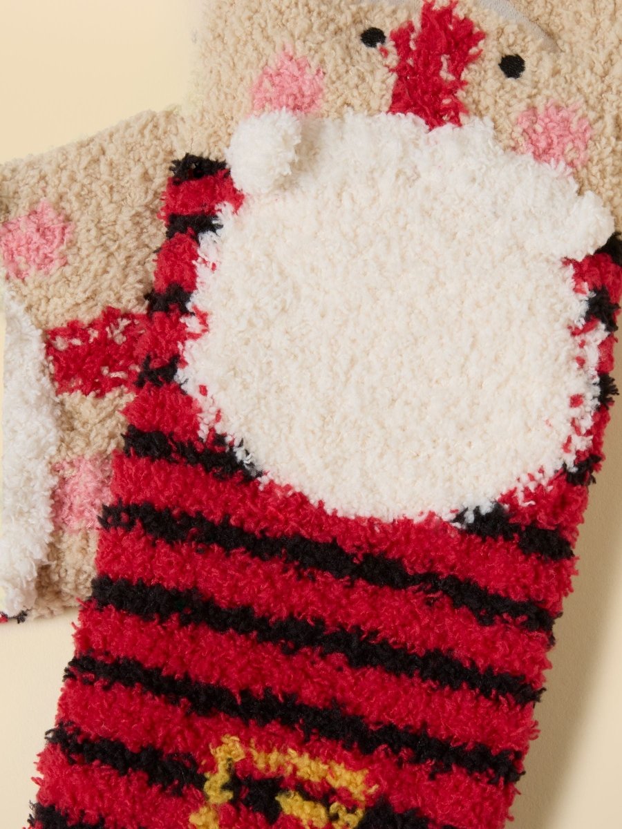 Men's Fluffy Red & Green Stripe Socks - RUTHERFORD & Co