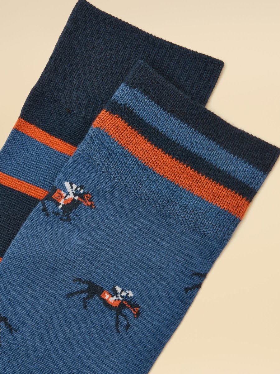 Men's Kingsbury Blue Jockey Socks 2 Pack (size 7-12) - RUTHERFORD & Co