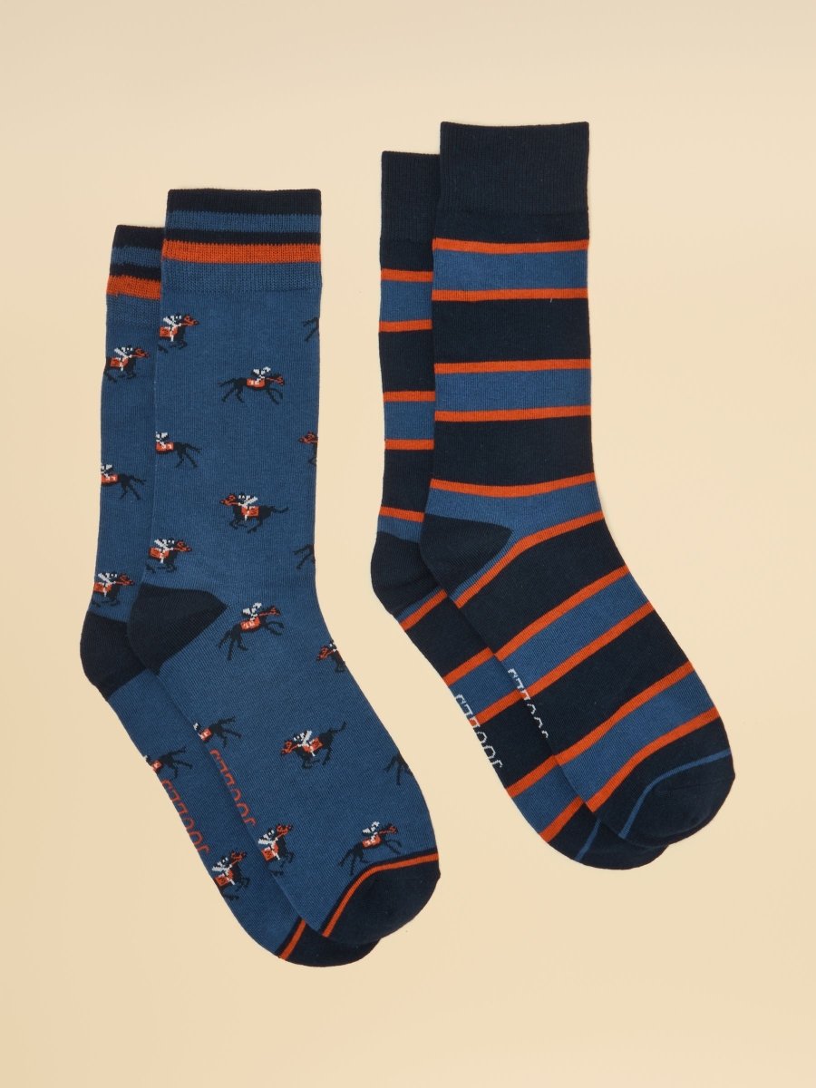 Men's Kingsbury Blue Jockey Socks 2 Pack (size 7-12) - RUTHERFORD & Co
