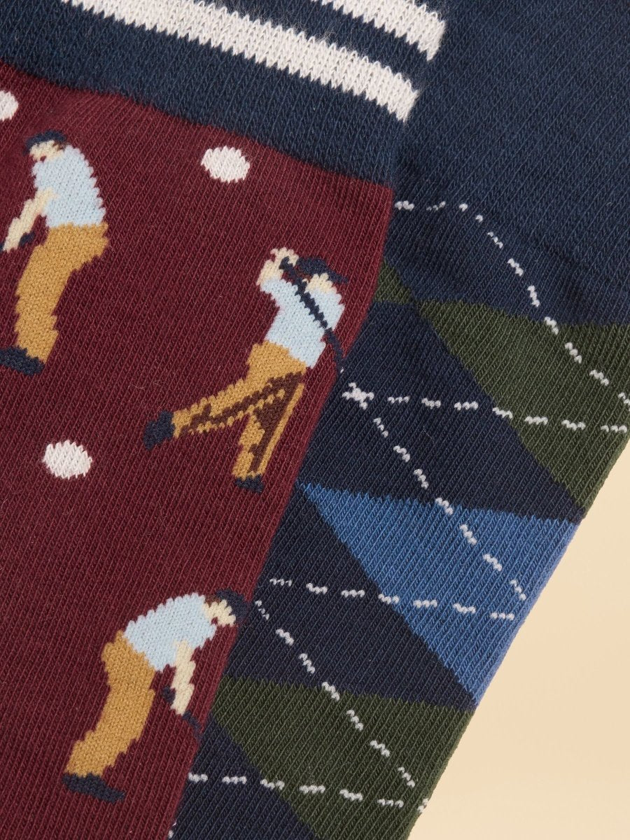 Men's Kingsbury Burgundy Golf Socks 2 Pack (size 7-12) - RUTHERFORD & Co