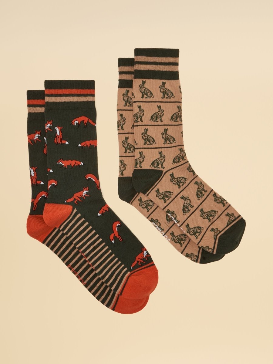 Men's Kingsbury Green Fox Socks 2 Pack (size 7-12) - RUTHERFORD & Co