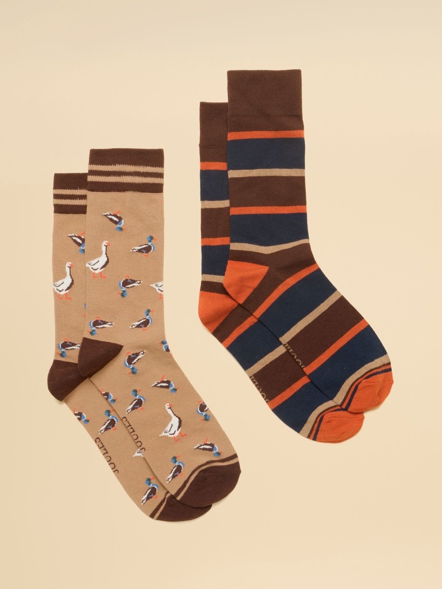 Men's Kingsbury Tan Birds Socks 2 Pack (size 7-12) - RUTHERFORD & Co