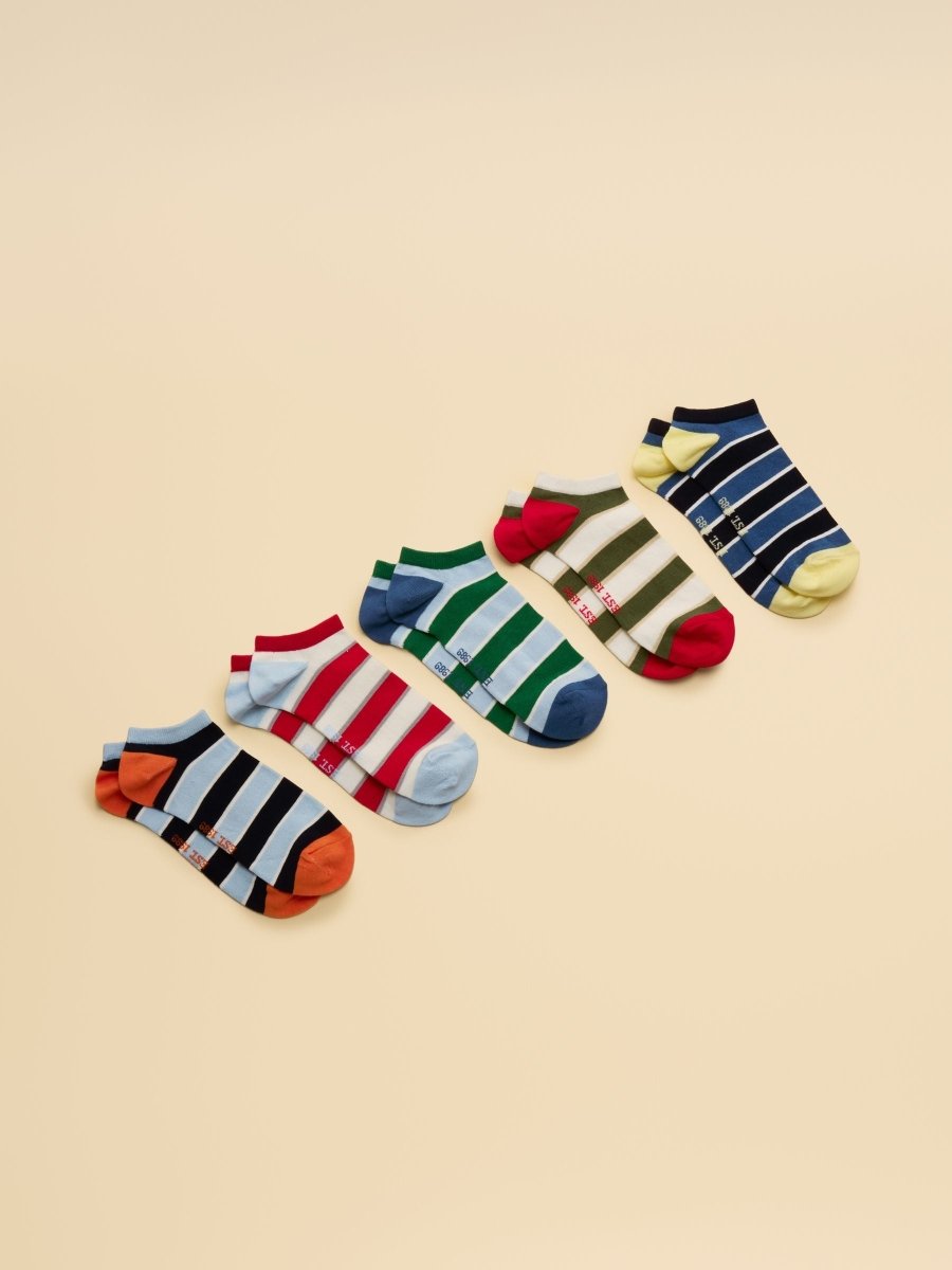 Men's Rilla Multi Bright Trainer Socks 5 Pack - RUTHERFORD & Co