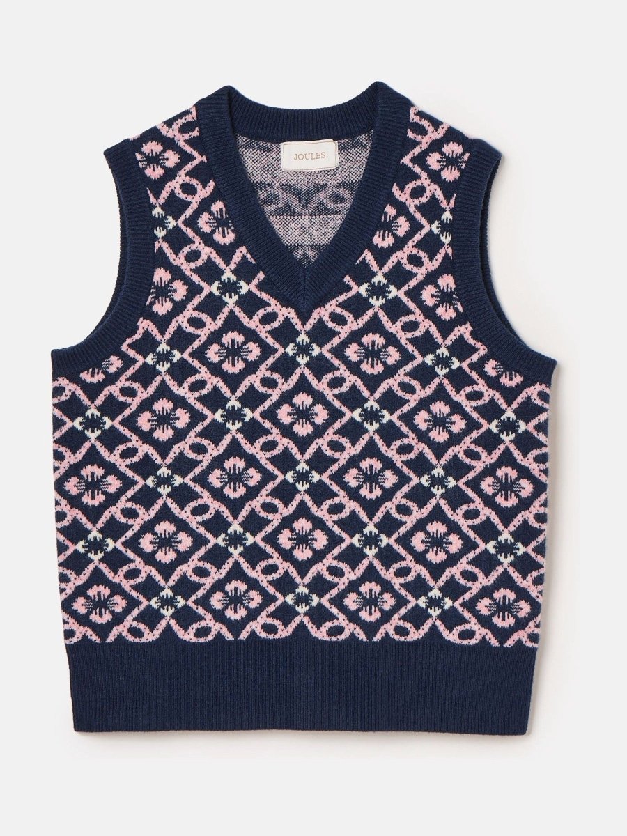 Meredith Navy V - Neck Knitted Vest - RUTHERFORD & Co