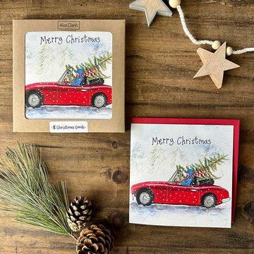 Merry Christmas Red Car Boxed Cards - RUTHERFORD & Co