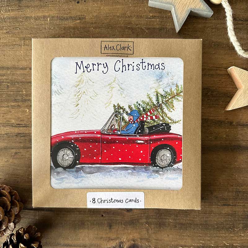 Merry Christmas Red Car Boxed Cards - RUTHERFORD & Co