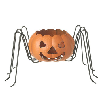 Metal Pumpkin Bowl With Spider Legs - RUTHERFORD & Co