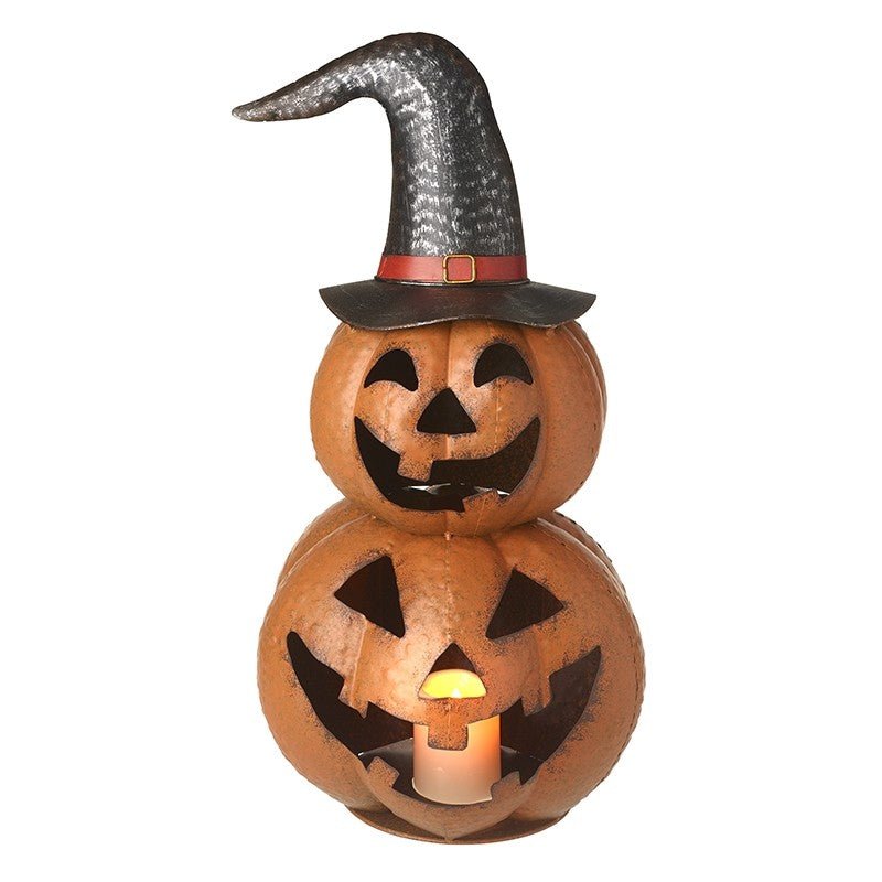 METAL PUMPKINS w HAT - RUTHERFORD & Co