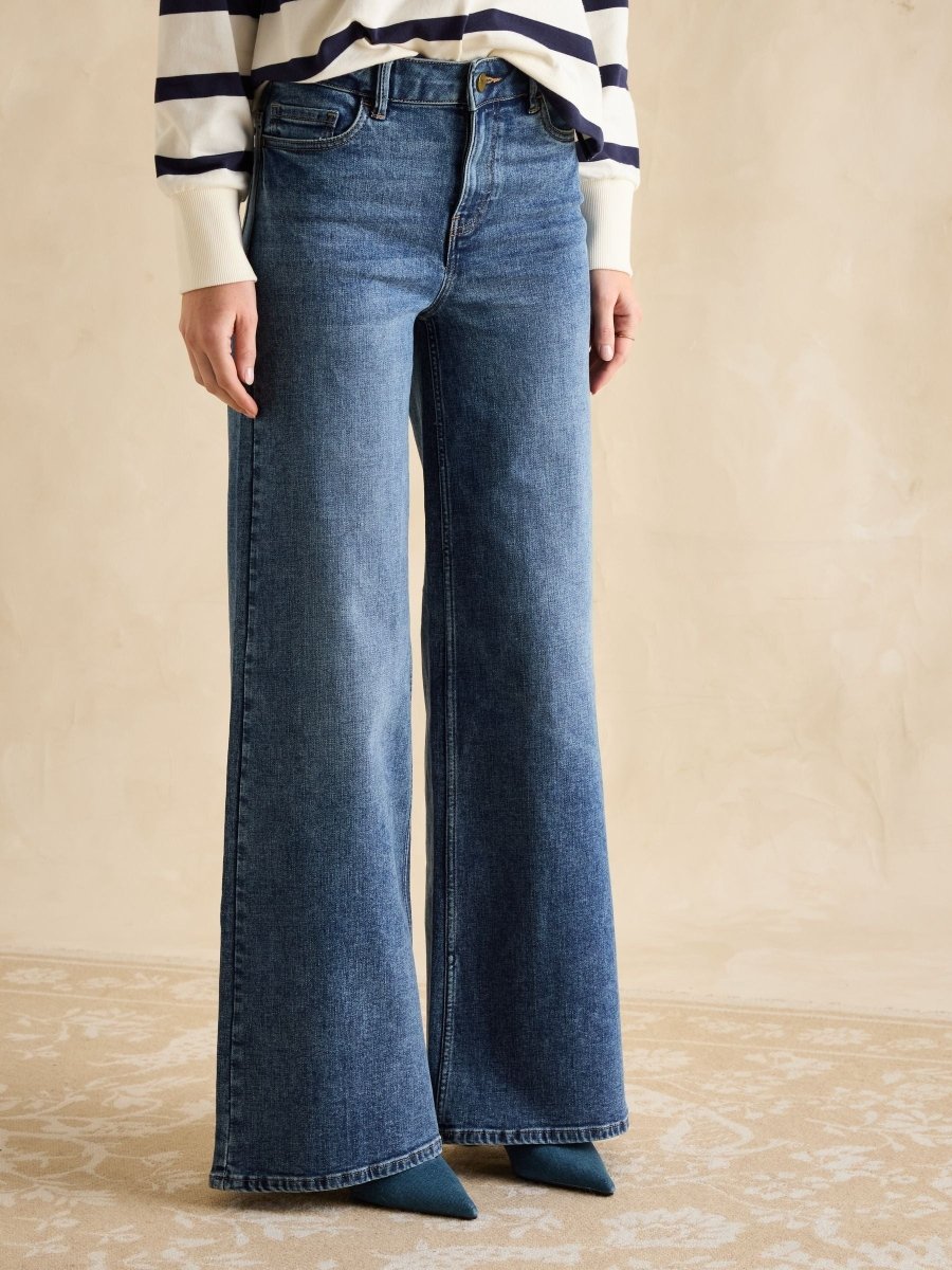 Mid Wash Denim Mid - Rise Palazzo Jeans - RUTHERFORD & Co