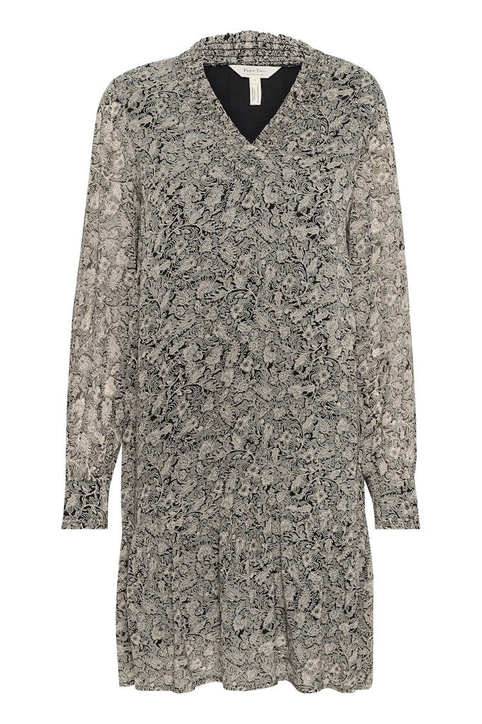 MikaelaPW Dr Dress - Black Leaf Print - RUTHERFORD & Co