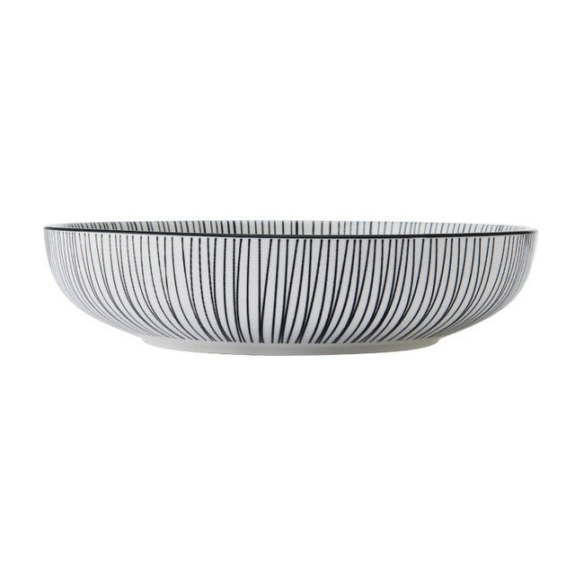 Mikasa Black Stripe Stoneware Bowl, 21 cm - RUTHERFORD & Co