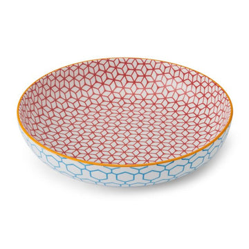 Mikasa Blue Geometric Stoneware Bowl, 21 cm - RUTHERFORD & Co