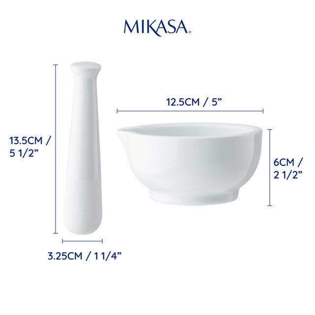 Mikasa Chalk Porcelain Pestle and Mortar, White - RUTHERFORD & Co